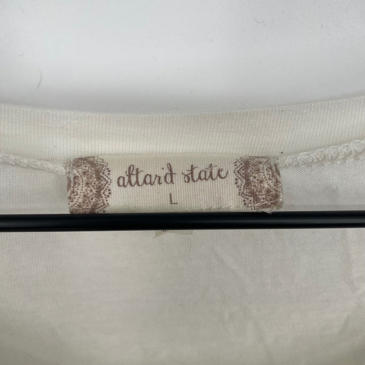 altard state graphic tee shirt women large coffee dog print ivory casual