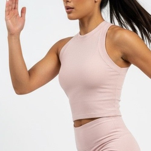 Lululemon Light Pink Ribbed Racerback Tank Top Mock Neck Sleeveless