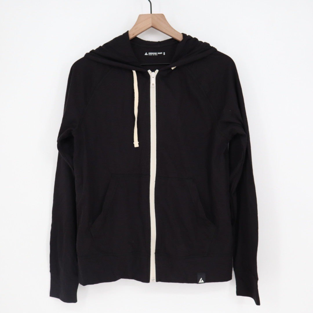 American Giant Womens Black Full Zip Hoodie Sweatshirt Made in USA Size S