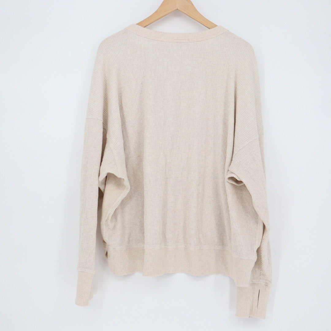 AE Offline by Aerie Waffle Knit Crew Neck Long Sleeve Thermal Top Beige XL