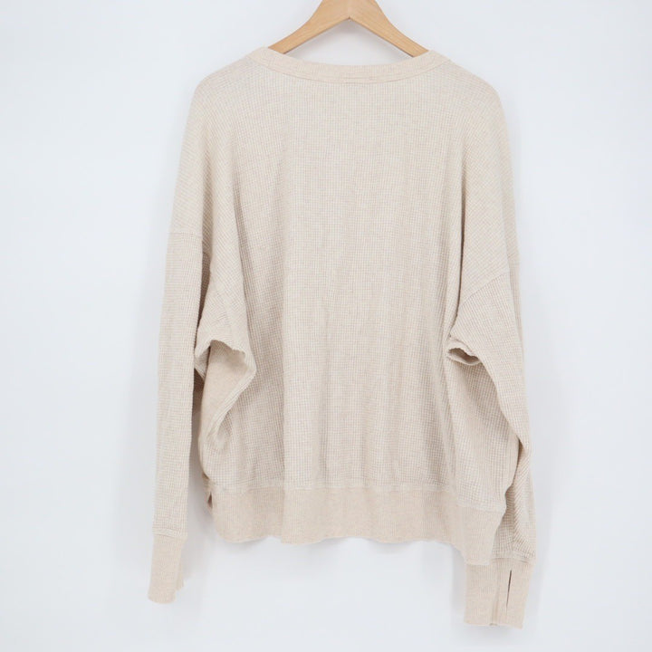AE Offline by Aerie Waffle Knit Crew Neck Long Sleeve Thermal Top Beige XL