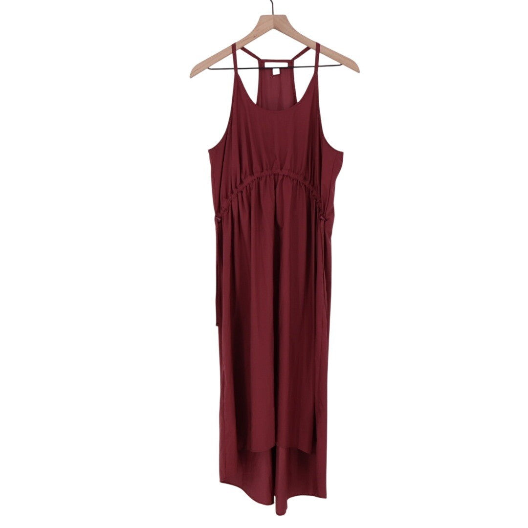 Zella Burgundy Racerback Drawstring Waist Maxi Dress Size L