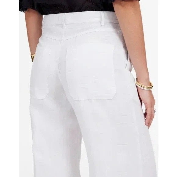 Madewell The Zoe Relaxed Wide Leg Linen Pants White Size 12