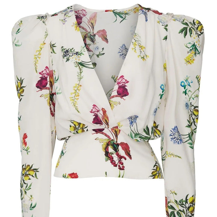 Chelsea and Walker White Floral Long Sleeve Top Size 2