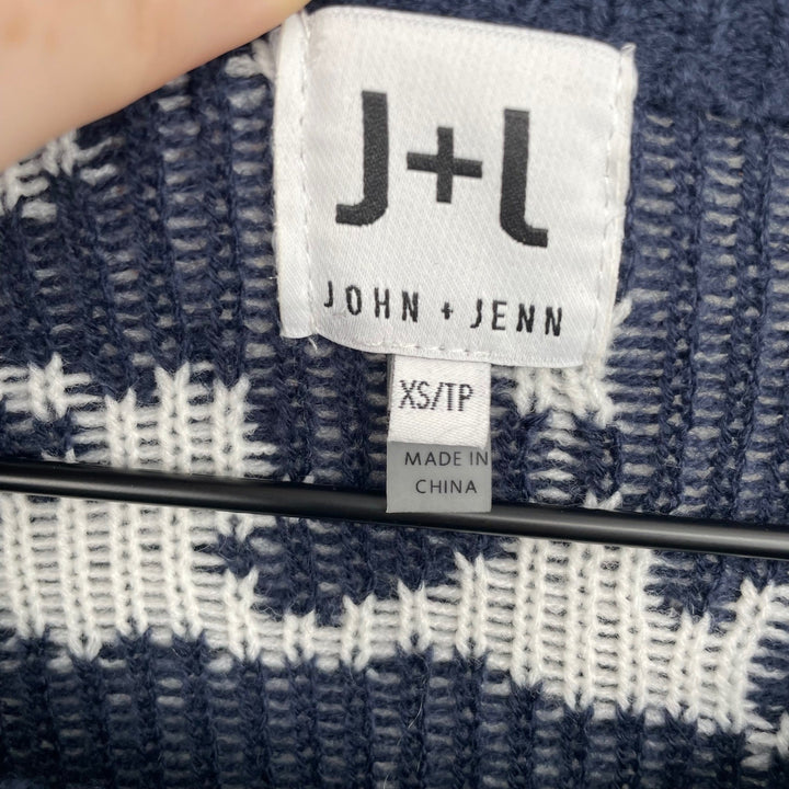 JOHN JENN Abstract Print Crewneck Sweater XS Navy
