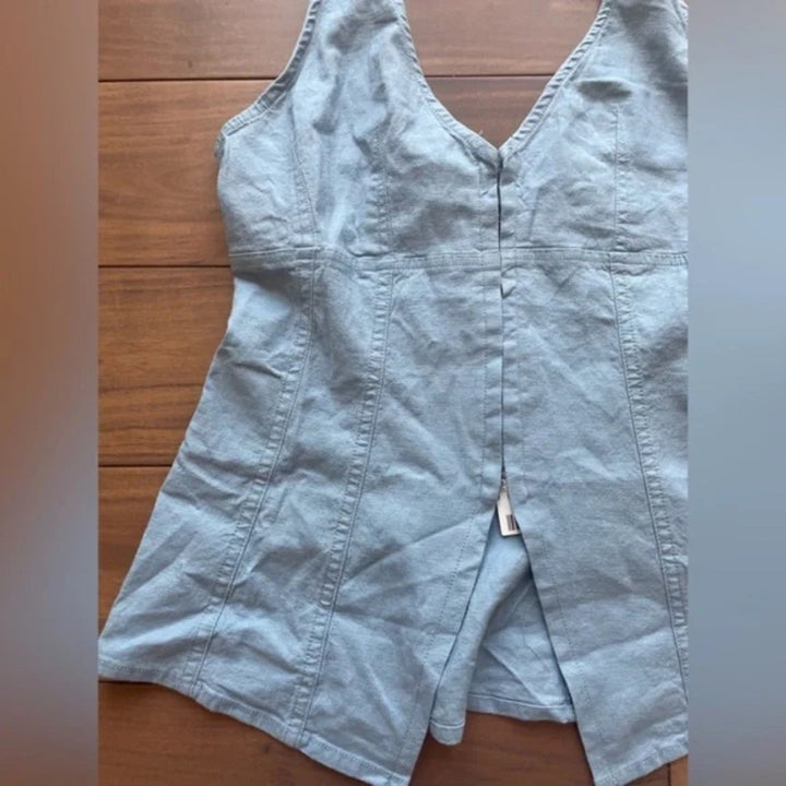 Urban Outfitters UO Sari Seamed Linen-Blend Halter Vest Top Size S