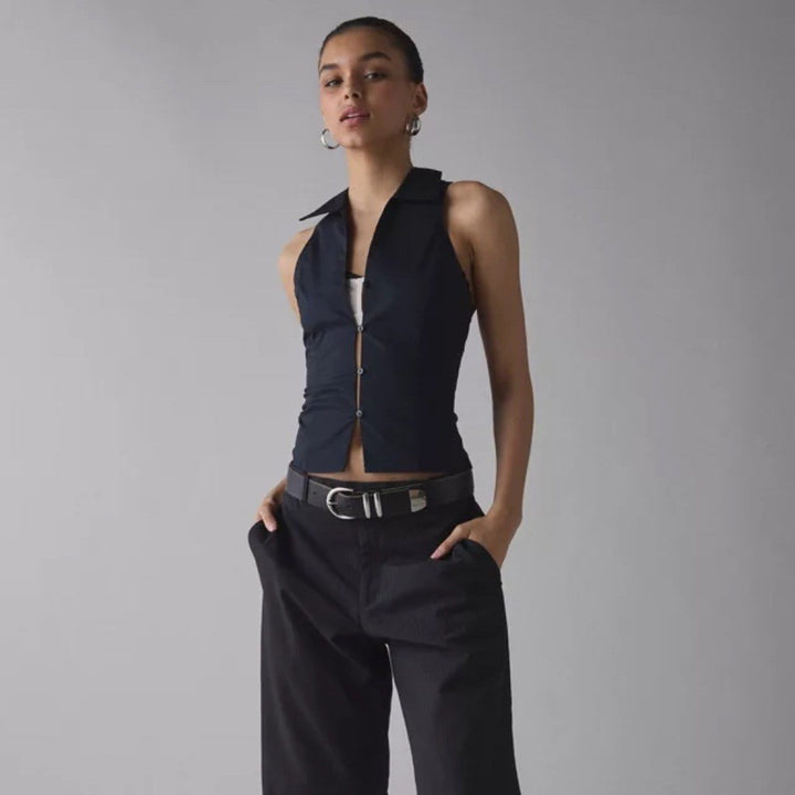 Urban Outfitters Party Girl Cotton-Blend Button Down Sleeveless Top Size L