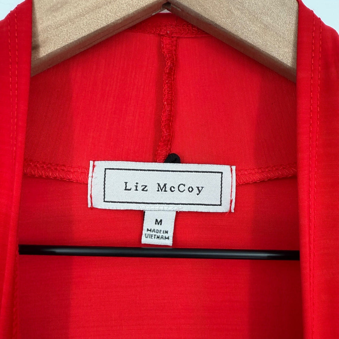 Liz McCoy Red Black Tank Top Cardigan Short Sleeve Size M