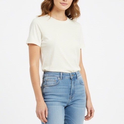 Allbirds Womens Cream Crew Neck T Shirt Basic Tee XS Made in Peru