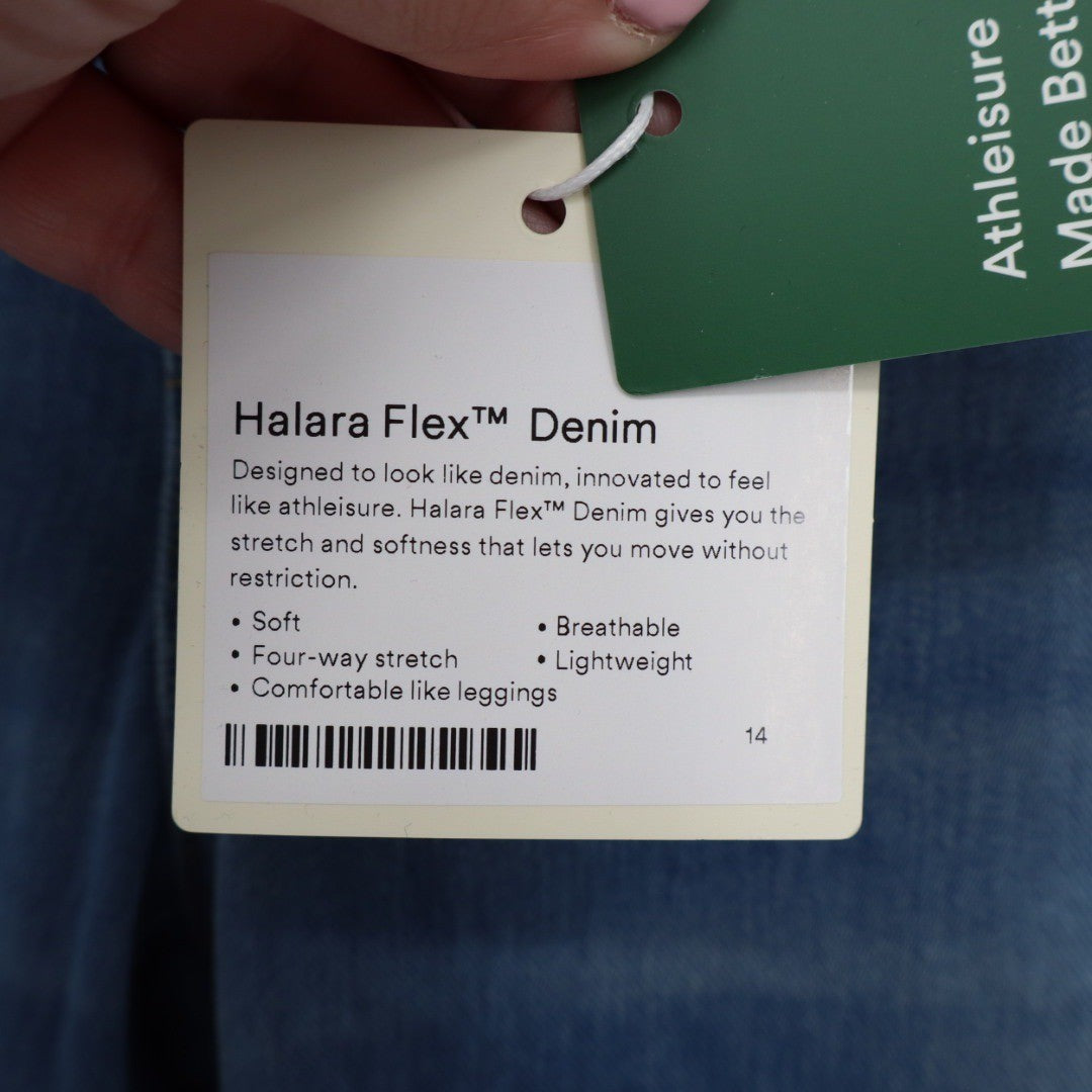 Halara Flex Denim Wide Leg Cropped Pants Petite XL Blue Athleisure Comfort