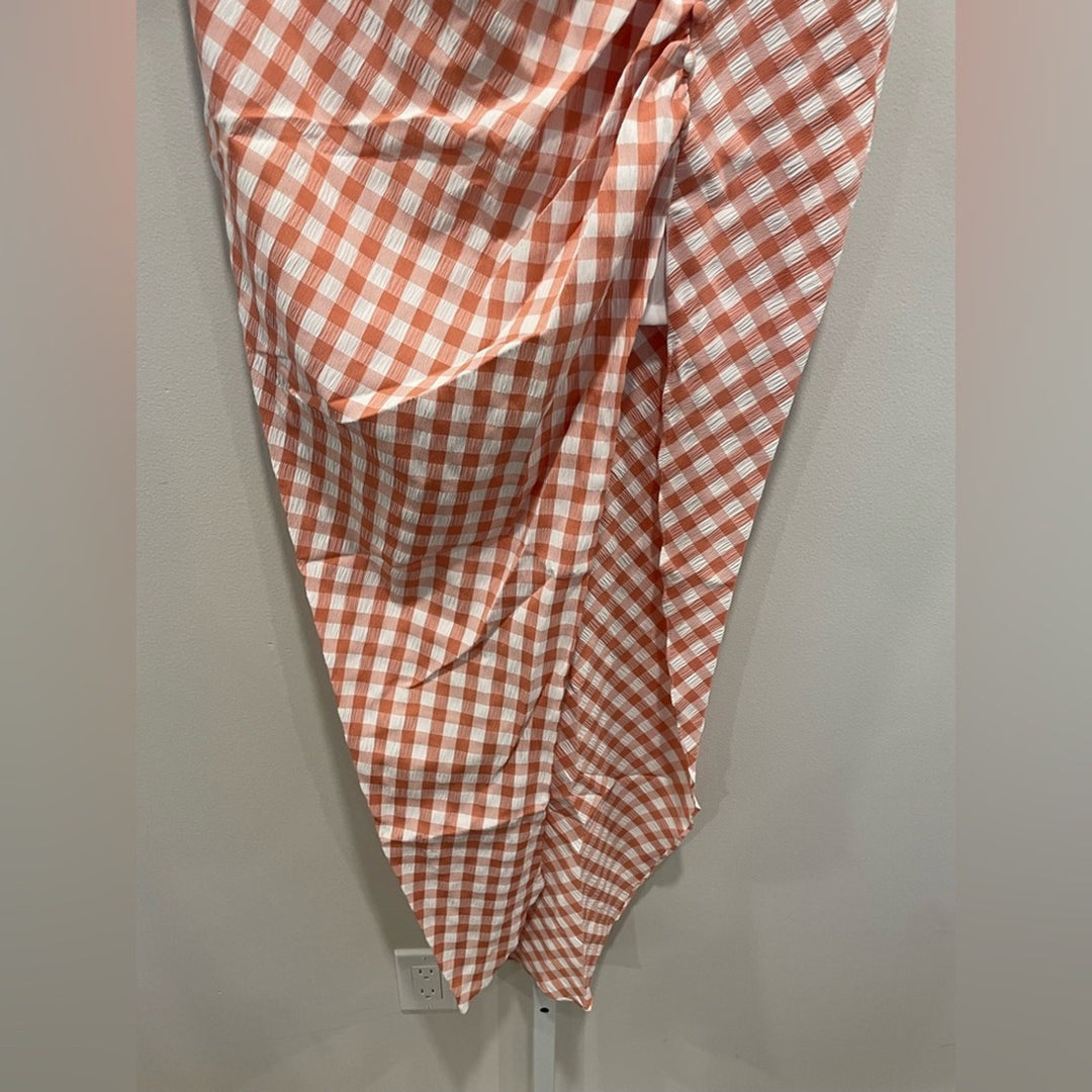 Rumer Bisou Ruched Gingham Maxi Skirt Size S