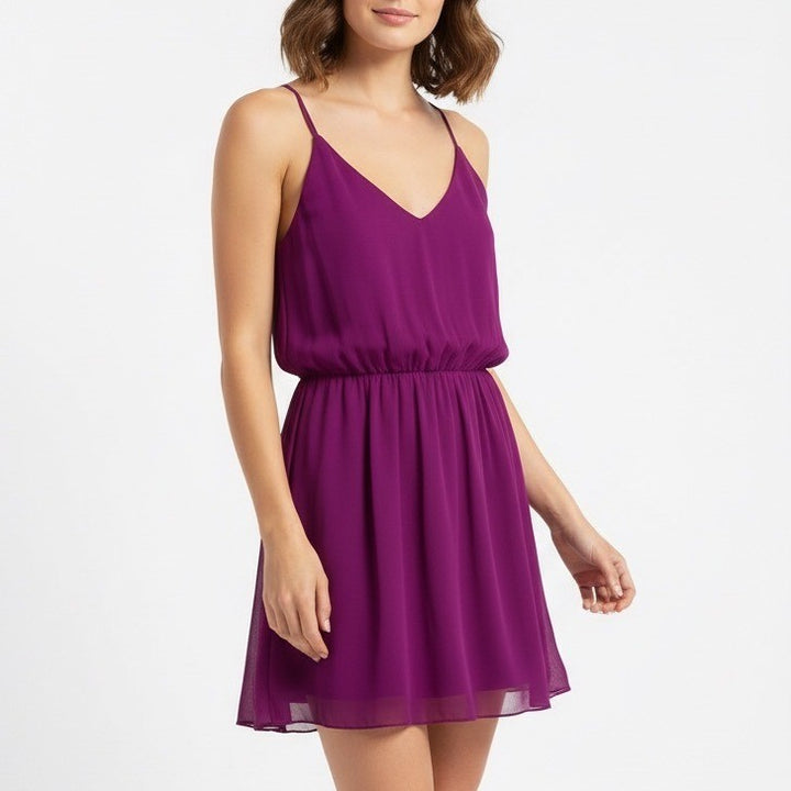 Alice + Olivia Purple Silk Blend Strappy Mini Dress Size M