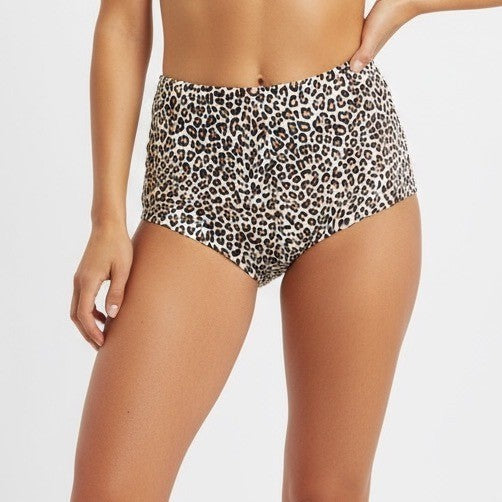 J.Crew Classic Sculpt Leopard Print High Rise Bikini Bottoms Size M