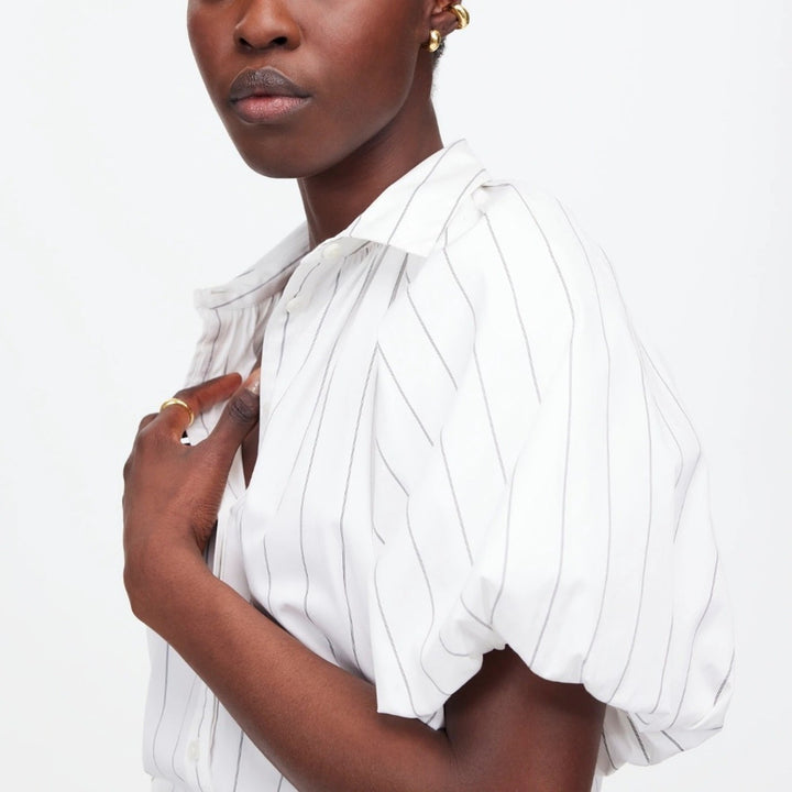 Madewell Shirred Bubble-Sleeve Button-Up Shirt Size M