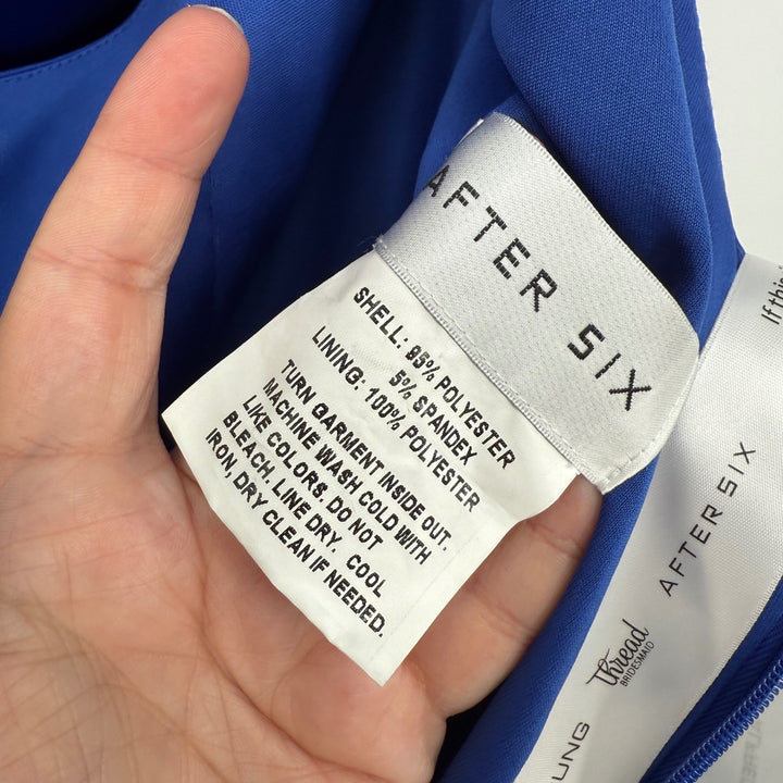 After Six One-Shoulder Cat-Eye Neckline Fit And Flare Satin Maxi Dress Size 8