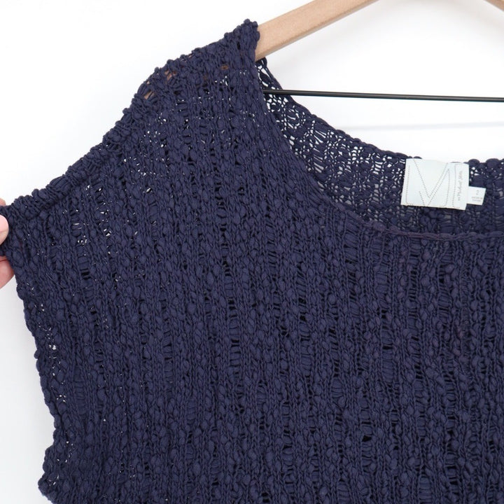 Michael Stars Navy Blue Textured Knit Short Sleeve Top Size 2
