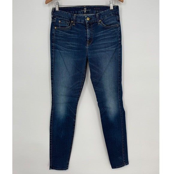 7 For All Mankind Mid Rise Skinny Jeans Dark Wash Women's Size 28