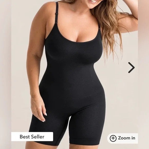 Shapermint Essentials All Day Every Day Scoop Neck Mid Thigh Bodysuit