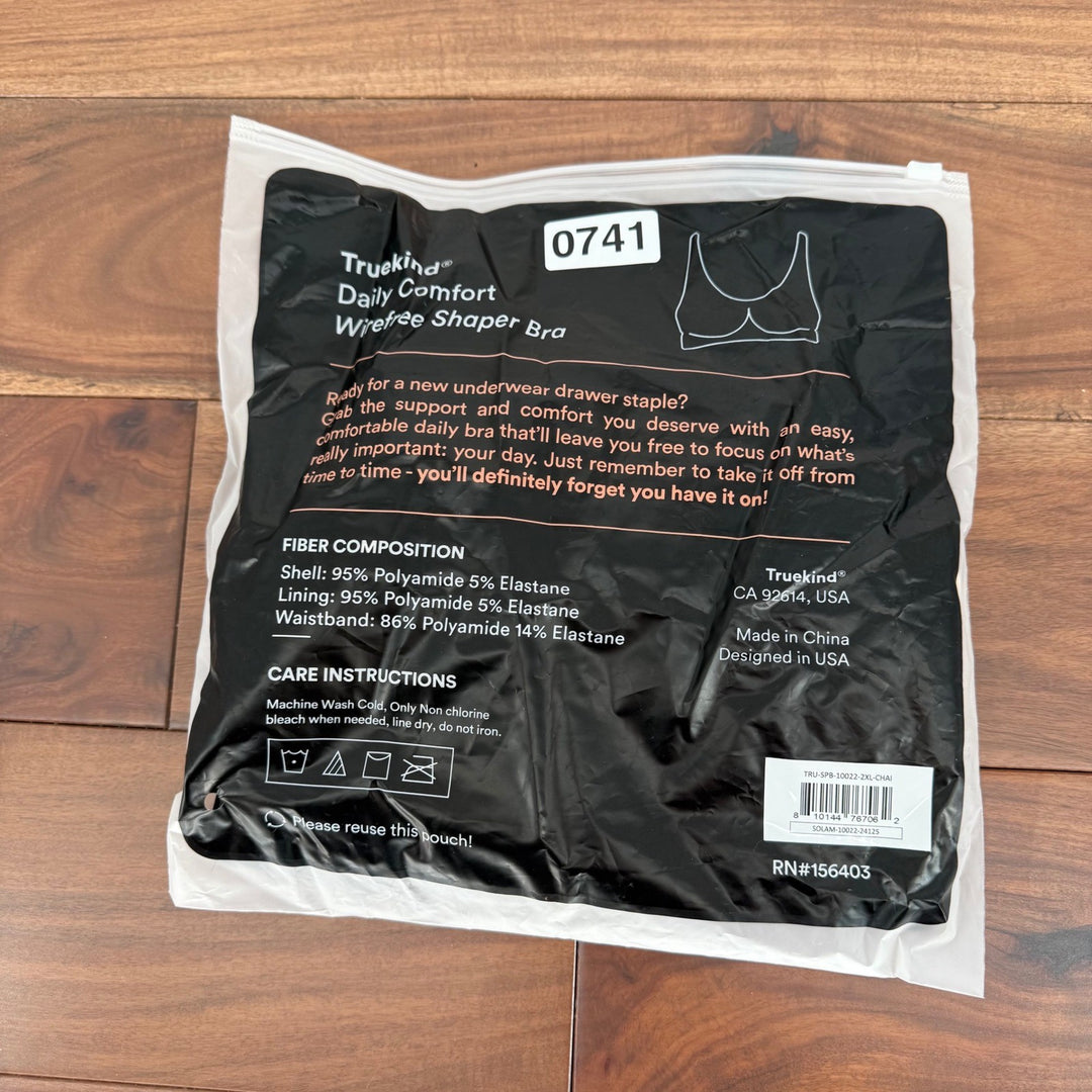 Truekind Daily Comfort Wirefree Shaper Bra 2XL Chai NWT