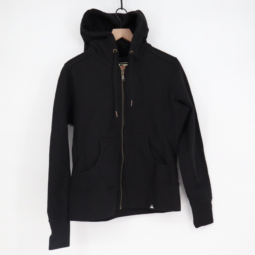 American Giant Womens Black Full Zip Hoodie USA Graphic Fleece Lined Size M