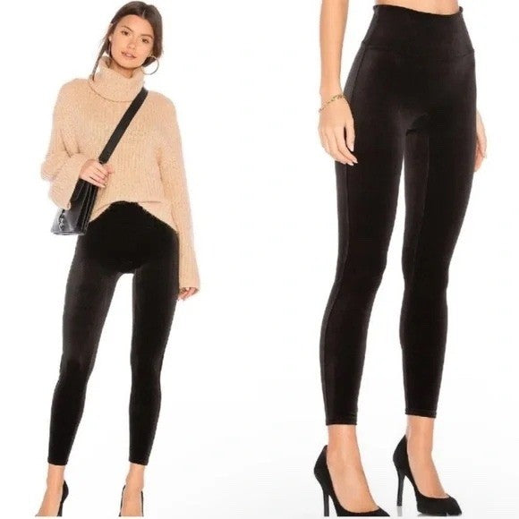 SPANX Velvet Leggings High Waisted Lounge Pants Black Size L