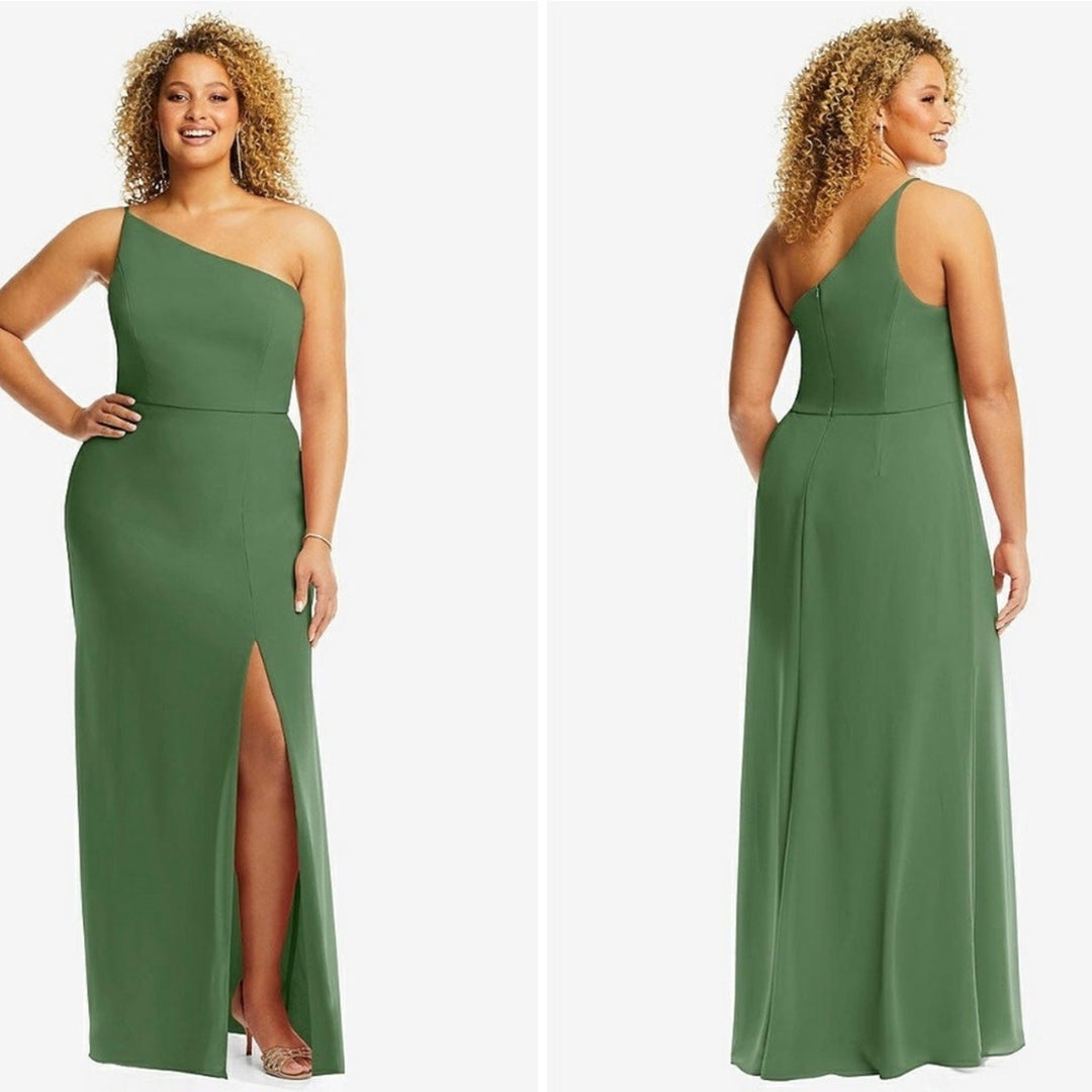 After Six Skinny One-Shoulder Trumpet Gown With Front Slit Size 16