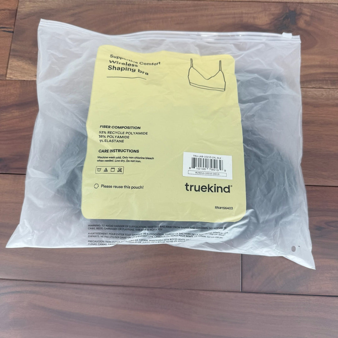 Truekind Supportive Comfort Wireless Shaping Bra Black 2XL