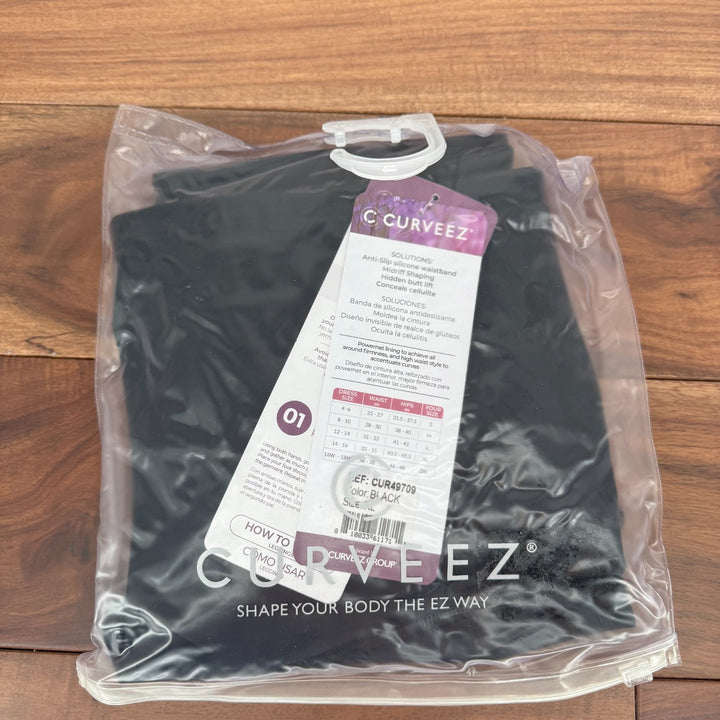 Curveez High Waist Leggings Womens XL Black Stretch Firm Control Stunning Shape