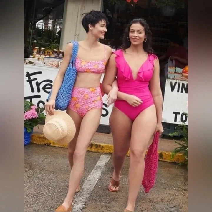 J.Crew Ruffle Plunge One-Piece Swimsuit Ruched Size 6