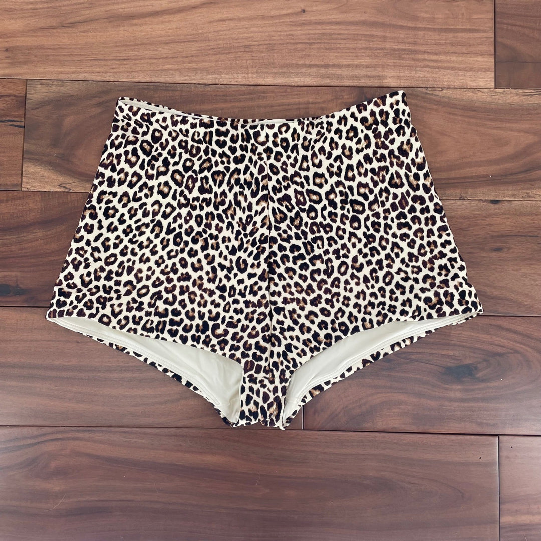 J.Crew Classic Sculpt Leopard Print High Rise Bikini Bottoms Size M