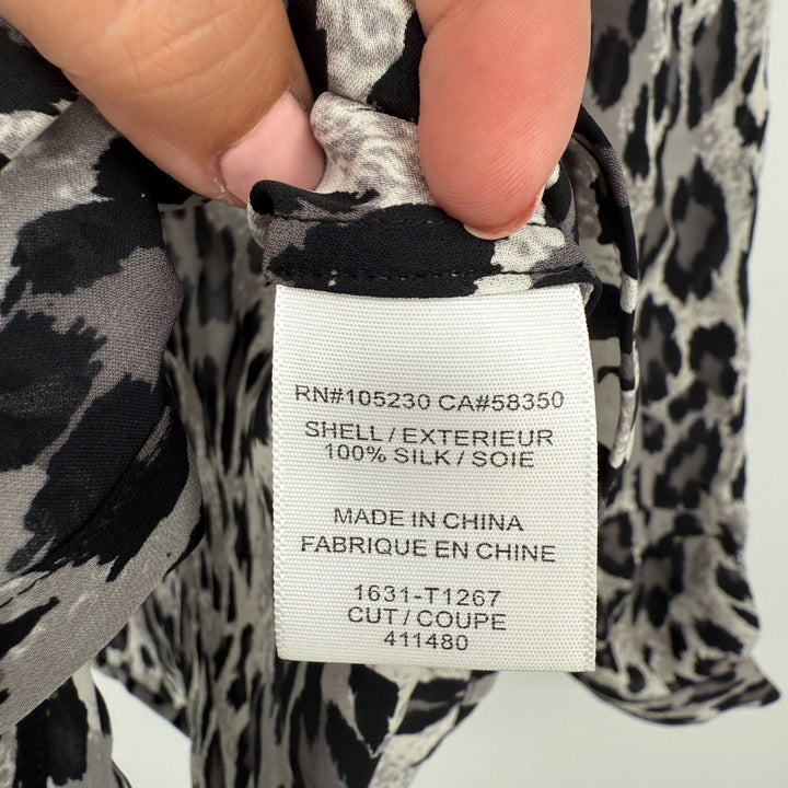 Joie Hanelle Leopard Print Silk Button Down Shirt Blouse Top XS
