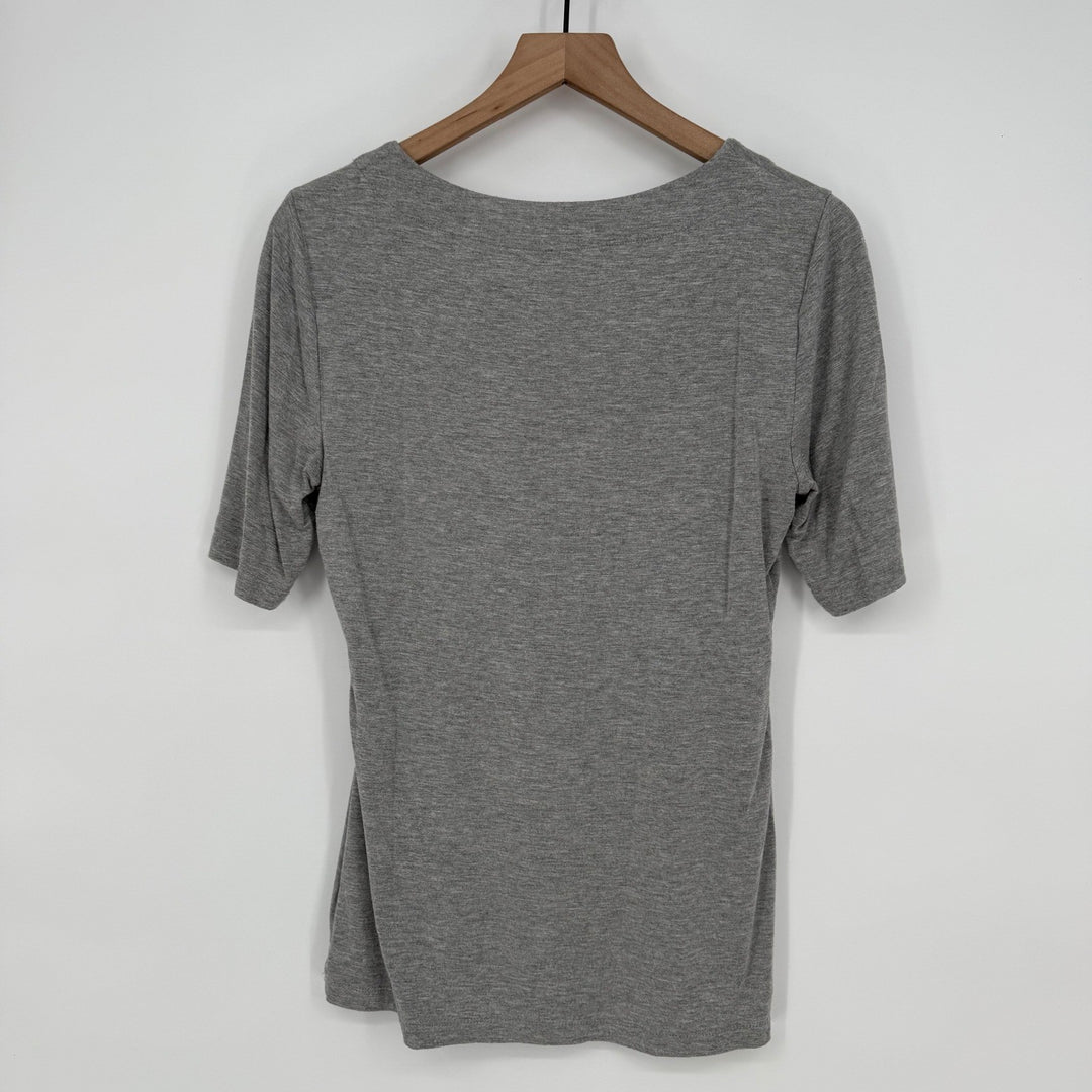 Premise Gray Square Neck Short Sleeve Top Blouse Casual Everyday Basic Size M