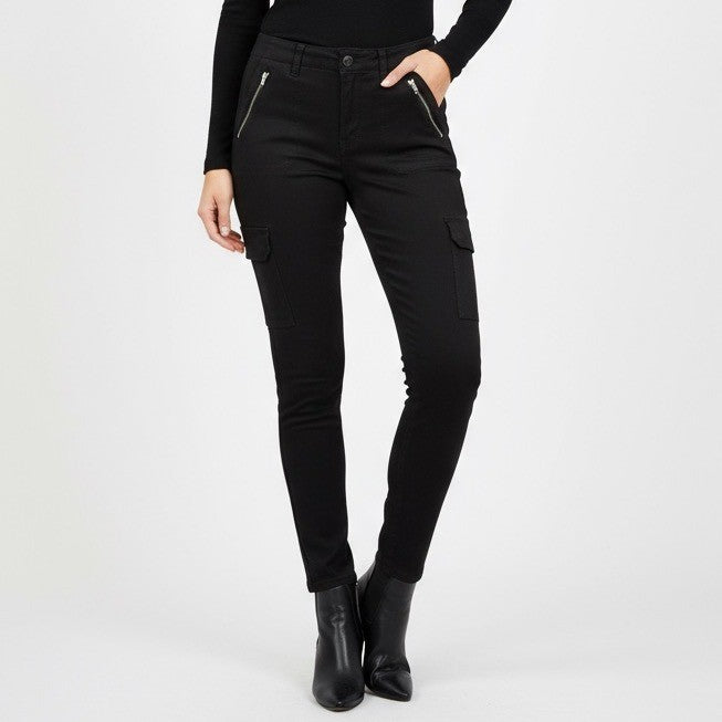 Level 99 Black Skinny Cargo Pants Zip Pockets Womens Size 29