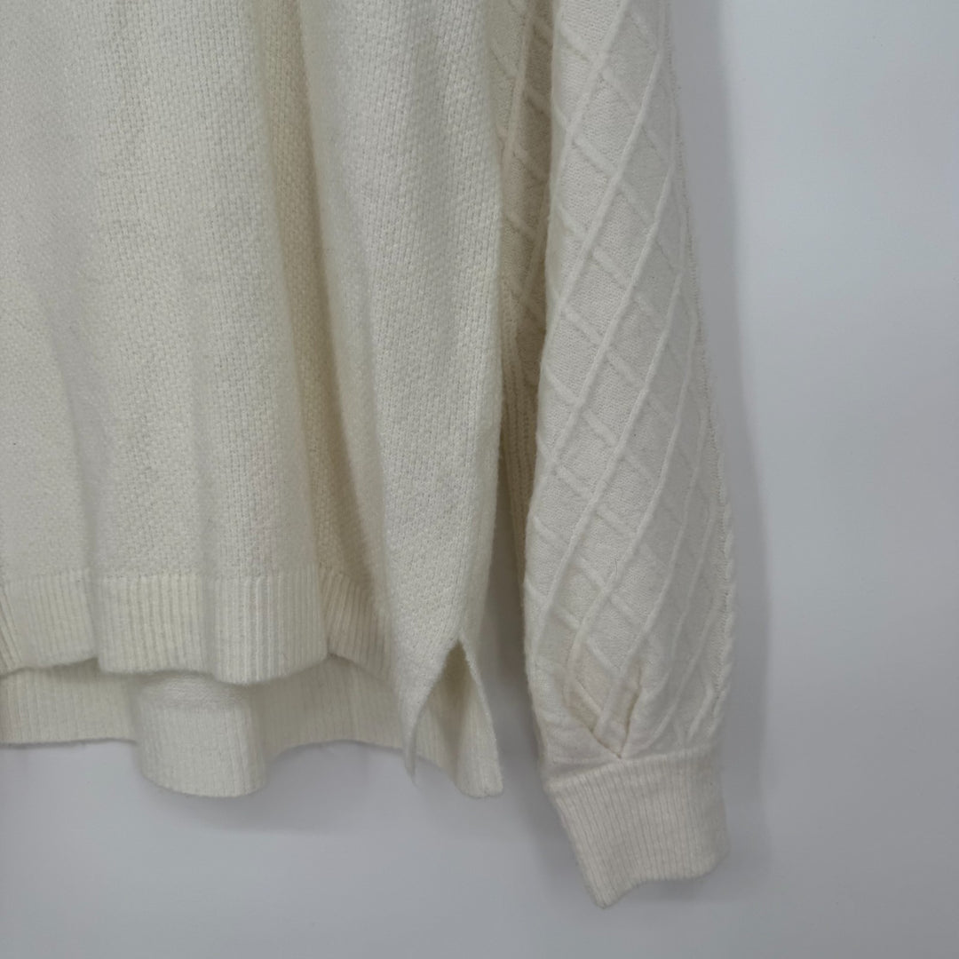 Caslon Sweater Womens Small Beige Acrylic Raglan Sleeve High Neck High Low Hem