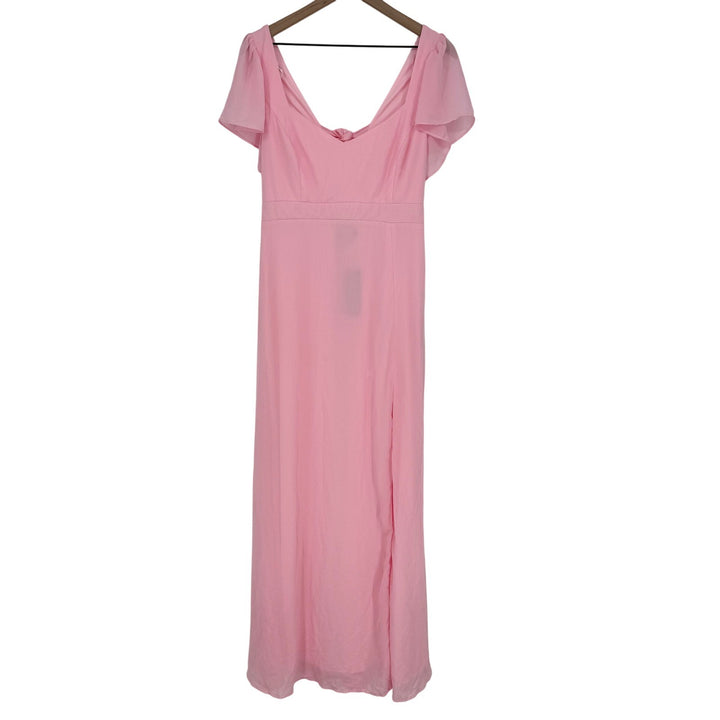 Lulus Simply Delightful Pink Tie-Back Flutter Sleeve Maxi Dress Size XL