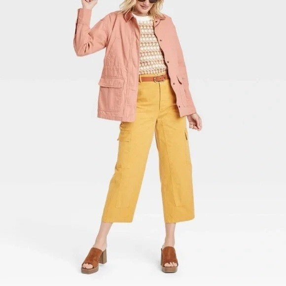 Universal Thread Utility Jacket Women's Size S Pink Cotton Corduroy Collar