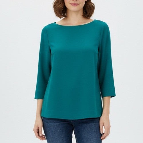 The Limited Teal Green 3/4 Sleeve Boat Neck Top Size S