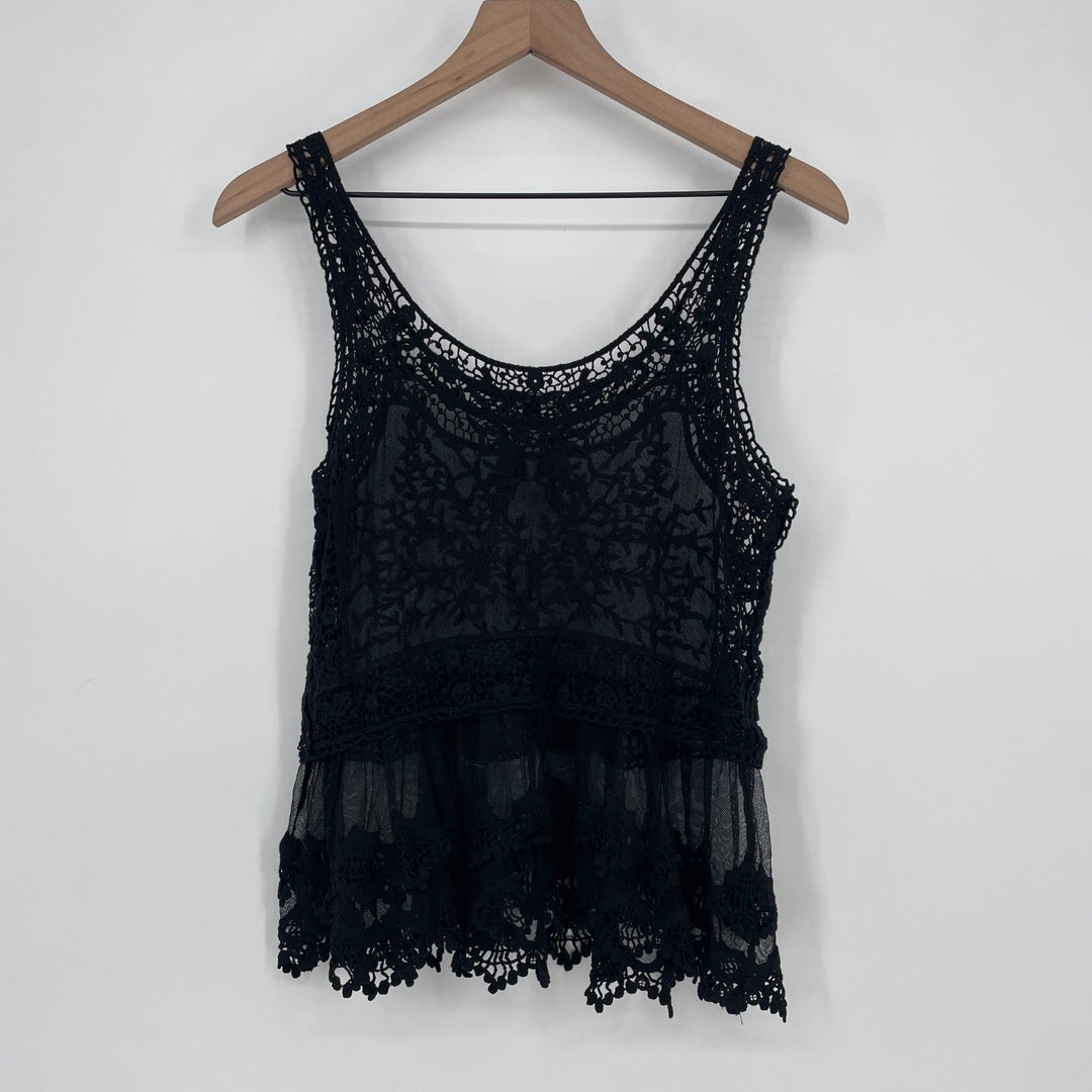 Express Black Crochet Lace Overlay Tank Top Size S