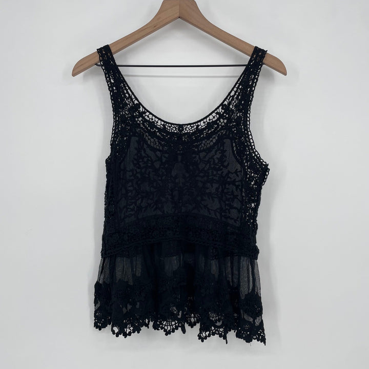 Express Black Crochet Lace Overlay Tank Top Size S