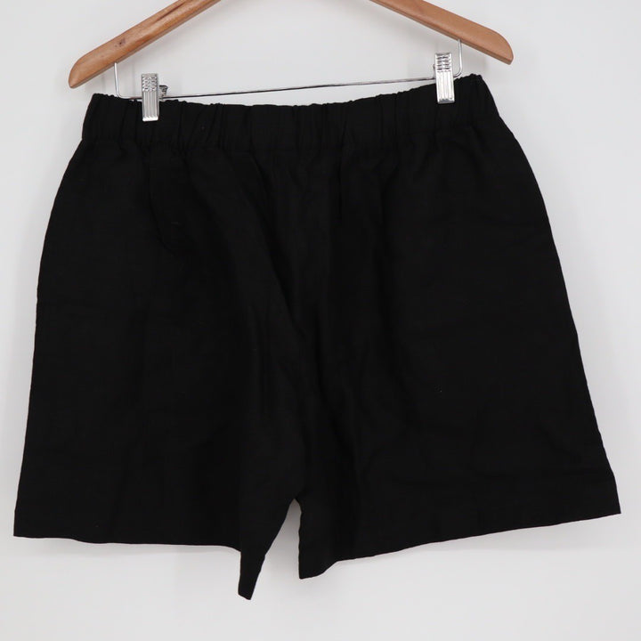 American Giant Linen Black Elastic Waist Shorts Size L Made in USA