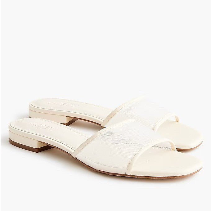 J. Crew Women's Cream Mesh Slide Sandals Size 8