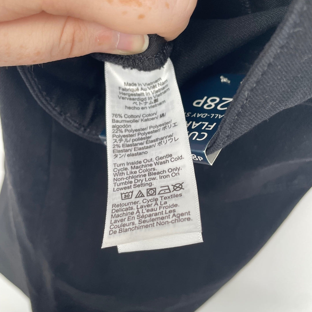 J Crew Curvy Mid-Rise Flare Crop Jeans Black Size 28P All-Day Stretch Denim