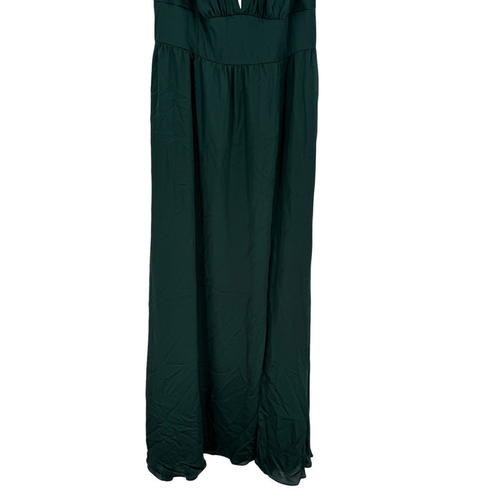 Thread Deep V-Neck Shirred Skirt Maxi Dress With Convertible Straps In Evergreen