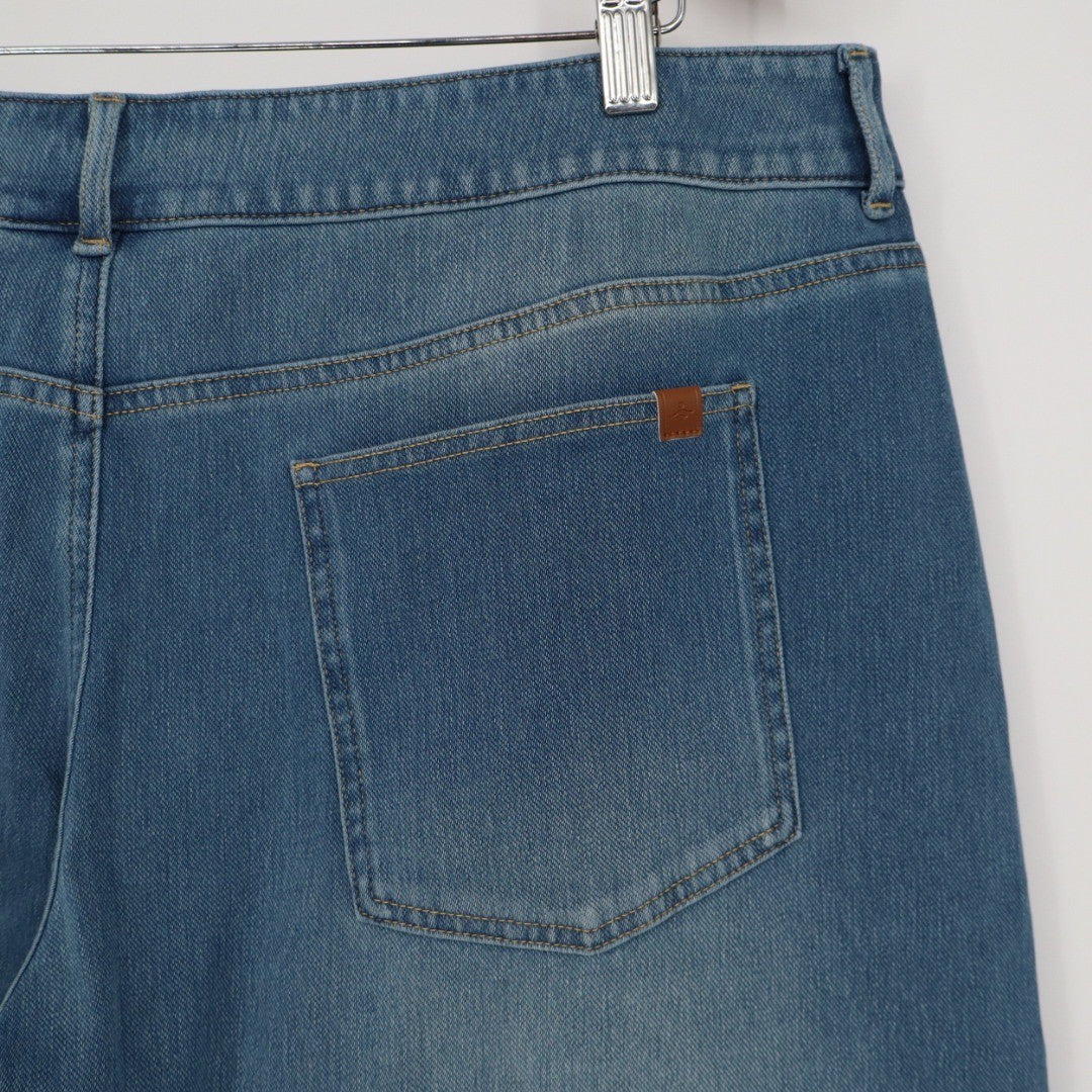 Halara Flex Denim Wide Leg Cropped Pants Petite XL Blue Athleisure Comfort