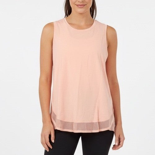 Athleta Peach Tank Top Layered Sheer Hem Athletic Workout Size S