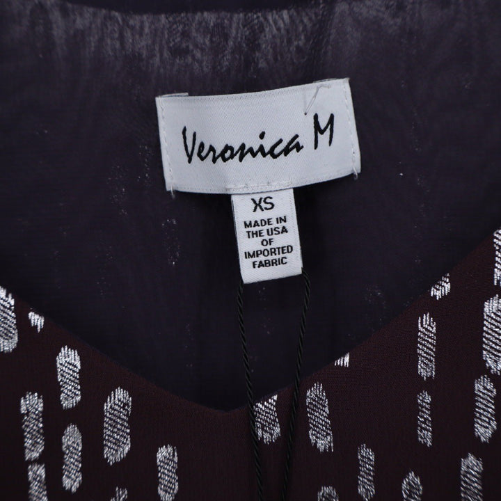 Veronica M Women's XS Maroon Metallic Dot Print Spaghetti Strap V Neck Top