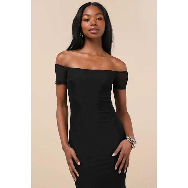 Lulus Faizah Black Mesh Off-The-Shoulder Mermaid Maxi Dress Size XL