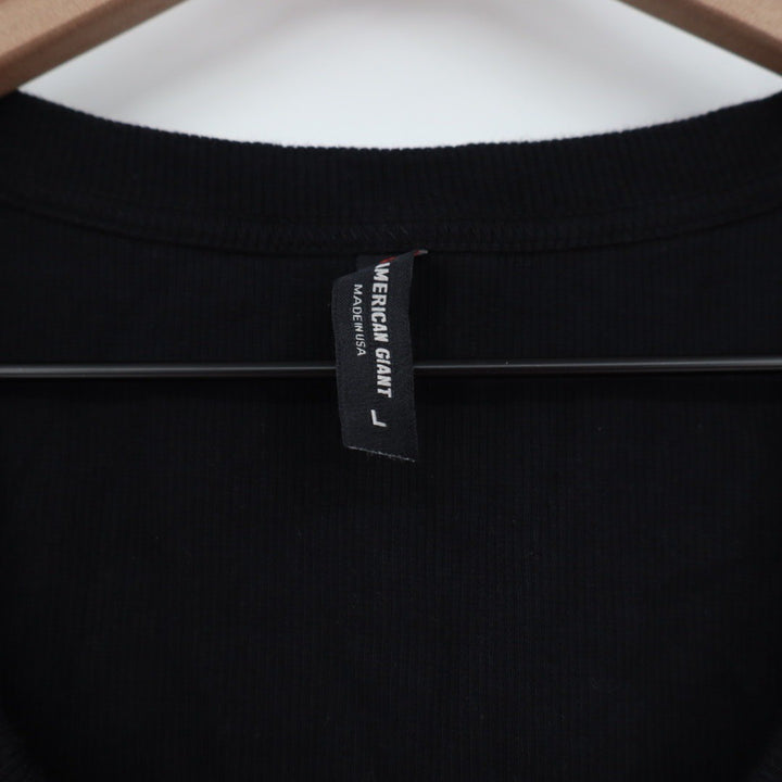 American Giant Black Ribbed Tank Top Size L Cotton Spandex Made in USA