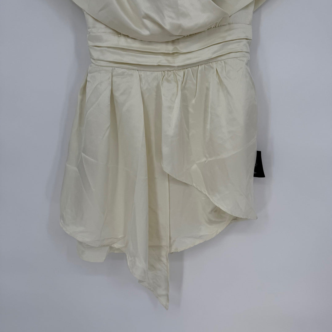 Lulus Always Celebrating Ivory Satin Off-The-Shoulder Mini Dress Size M