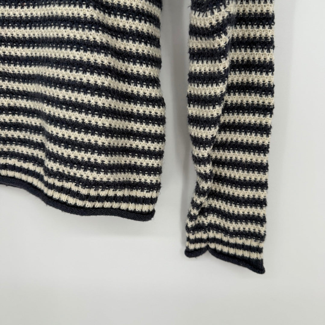 Madewell Striped Knit Sweater XXS Navy Cream Long Sleeve Mock Neck